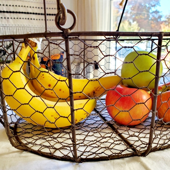 Accents Rustic Farmhouse Brown Chicken Wire Basket With Adjustable